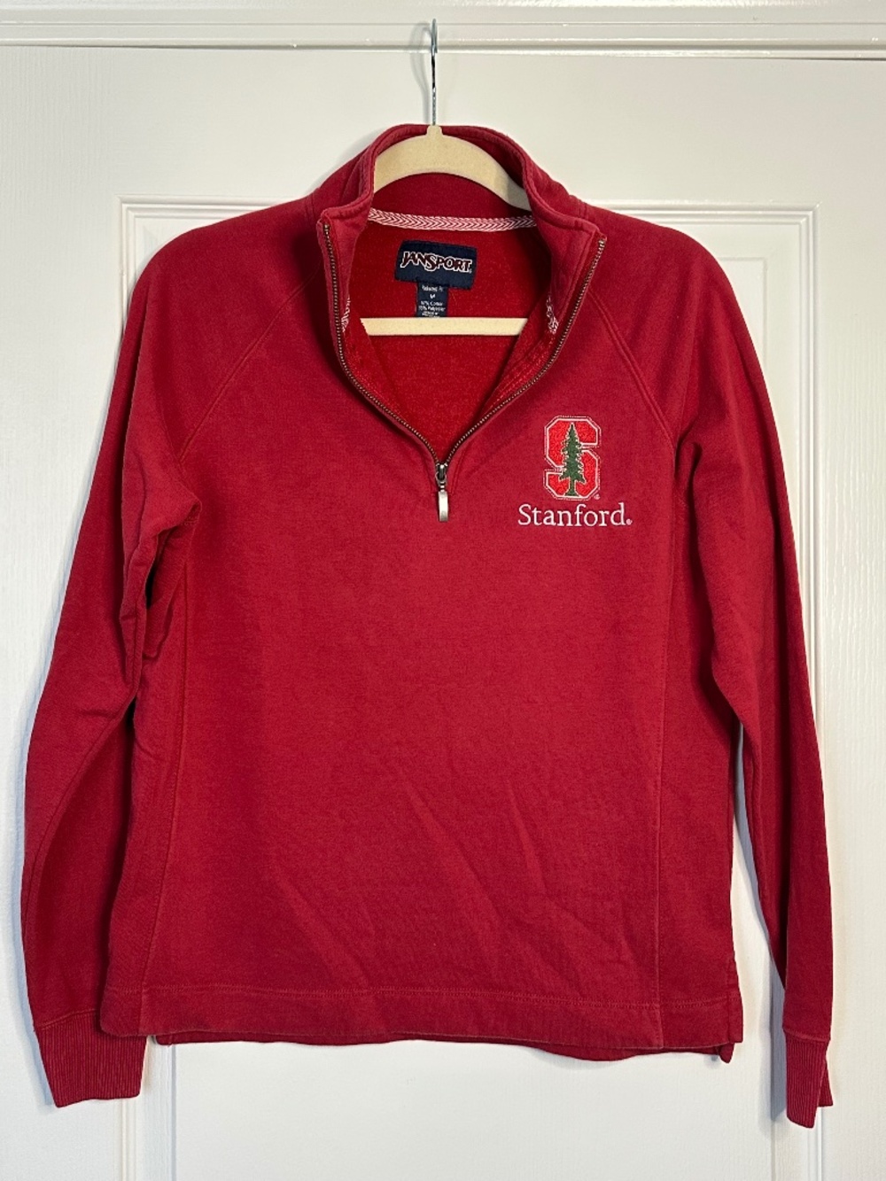 Vintage Jansport Stanford Red Three Quarter Zip Up Sweater Size Medium